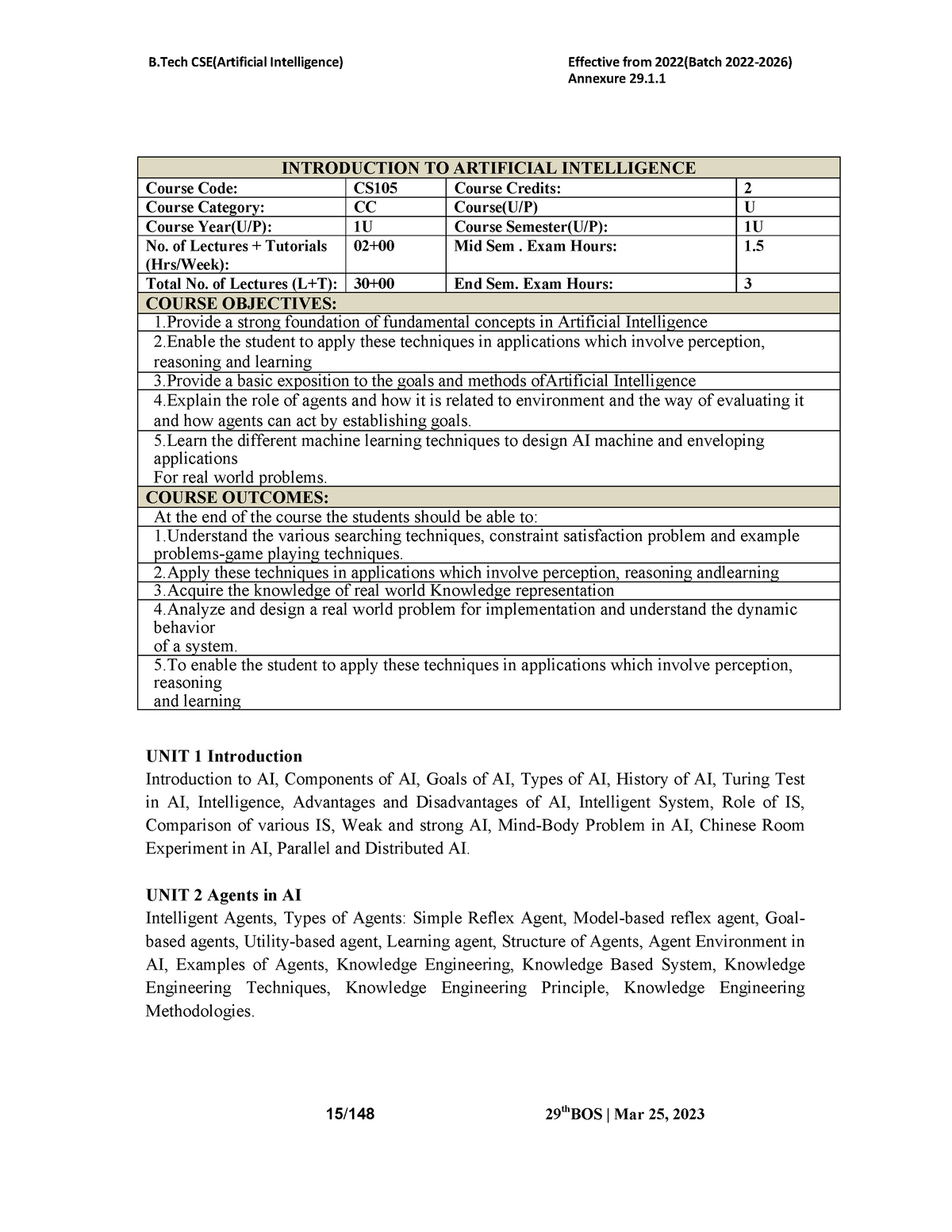 AI Syllabus- B - B CSE(Artificial Intelligence) Effective From 2022 ...