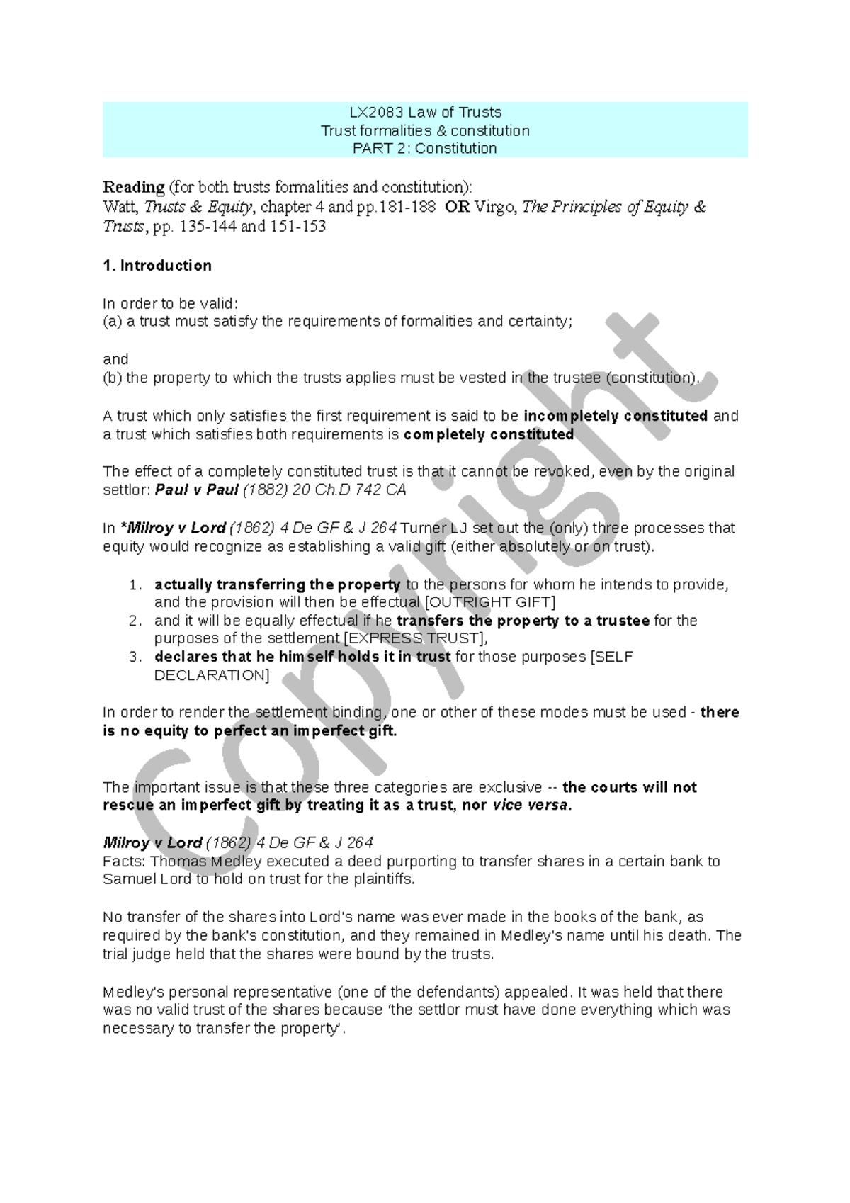 Constitution - Practice material - LX2083 Law of Trusts Trust ...