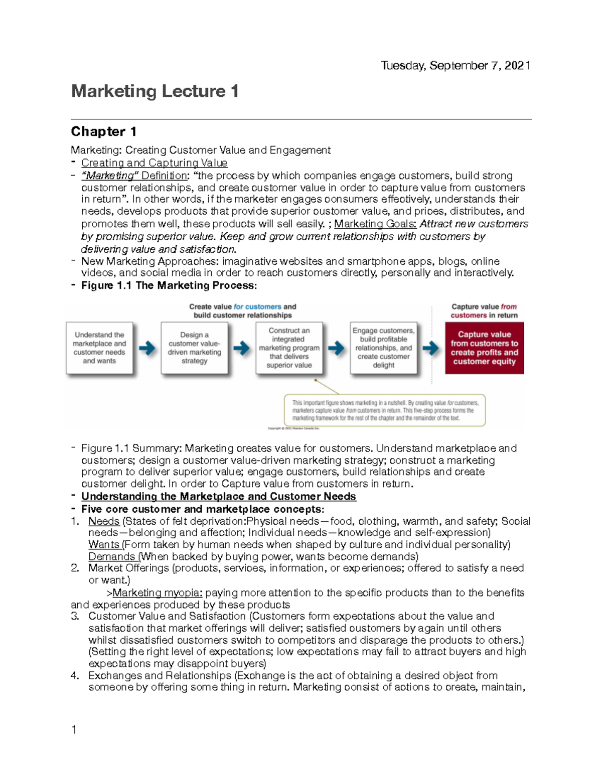 Chapter 1 Notes - Chap1 - Marketing Lecture 1 Chapter 1 Marketing ...