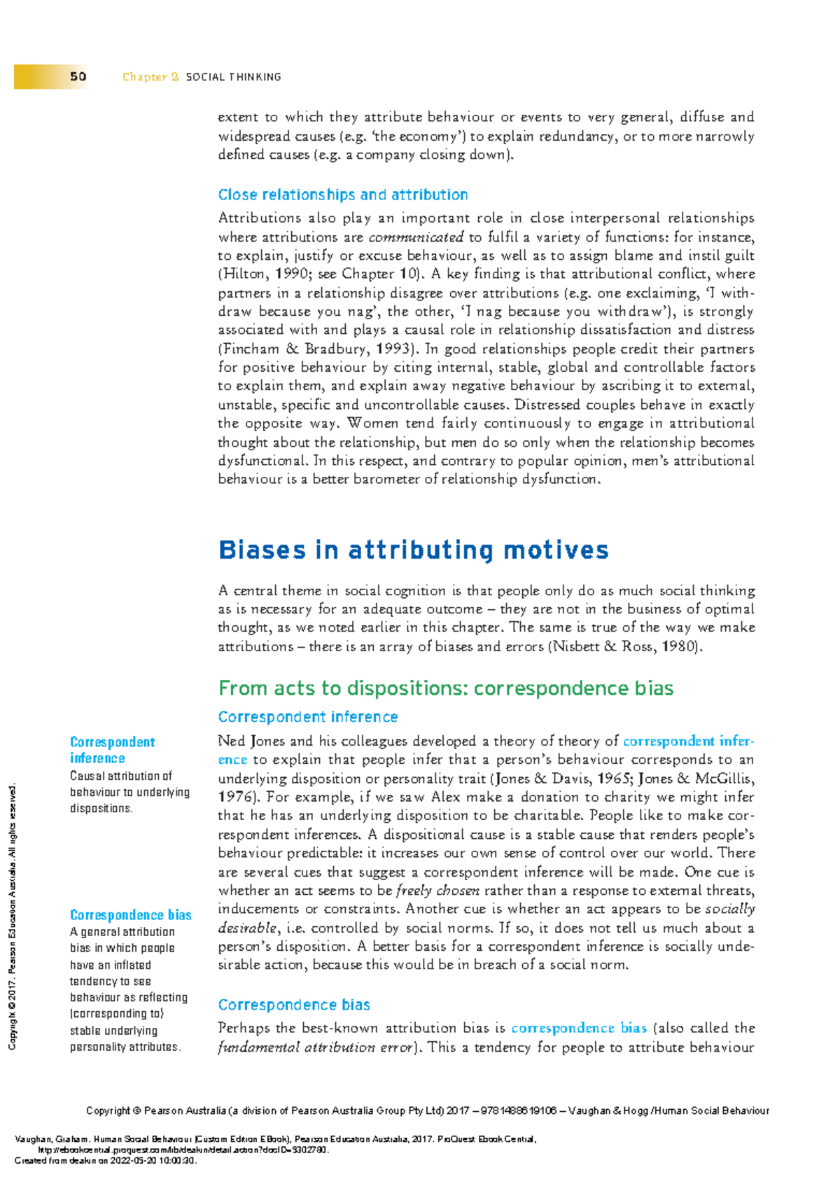 Biases in attributing motives - 50 Chapter 2 SOCIAL THINKING extent to ...