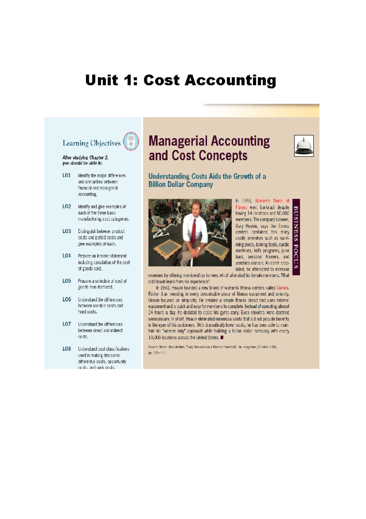 Unit 1 Cost Concepts A - Lecture notes 1 - Cost Accounting - Unit 1 ...