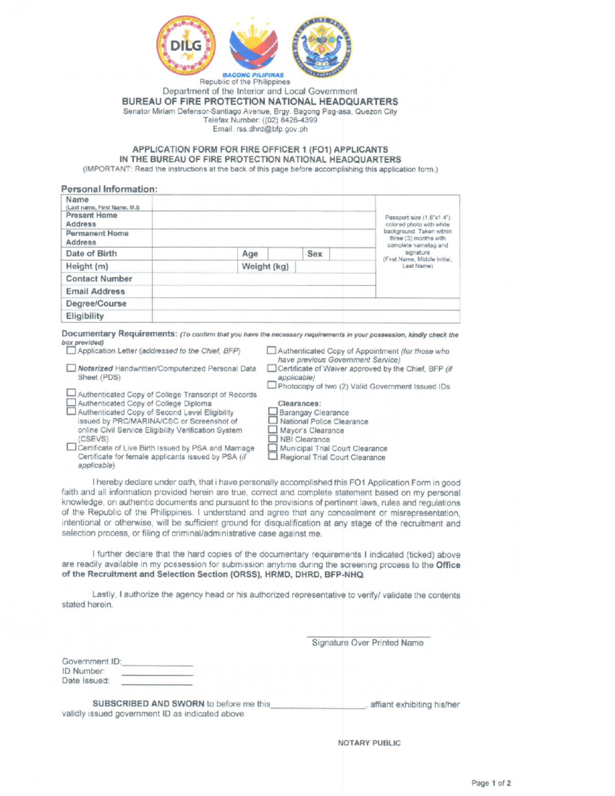 Application forms - DILG BAGONG PILIPINAS Republic of the Philippines ...