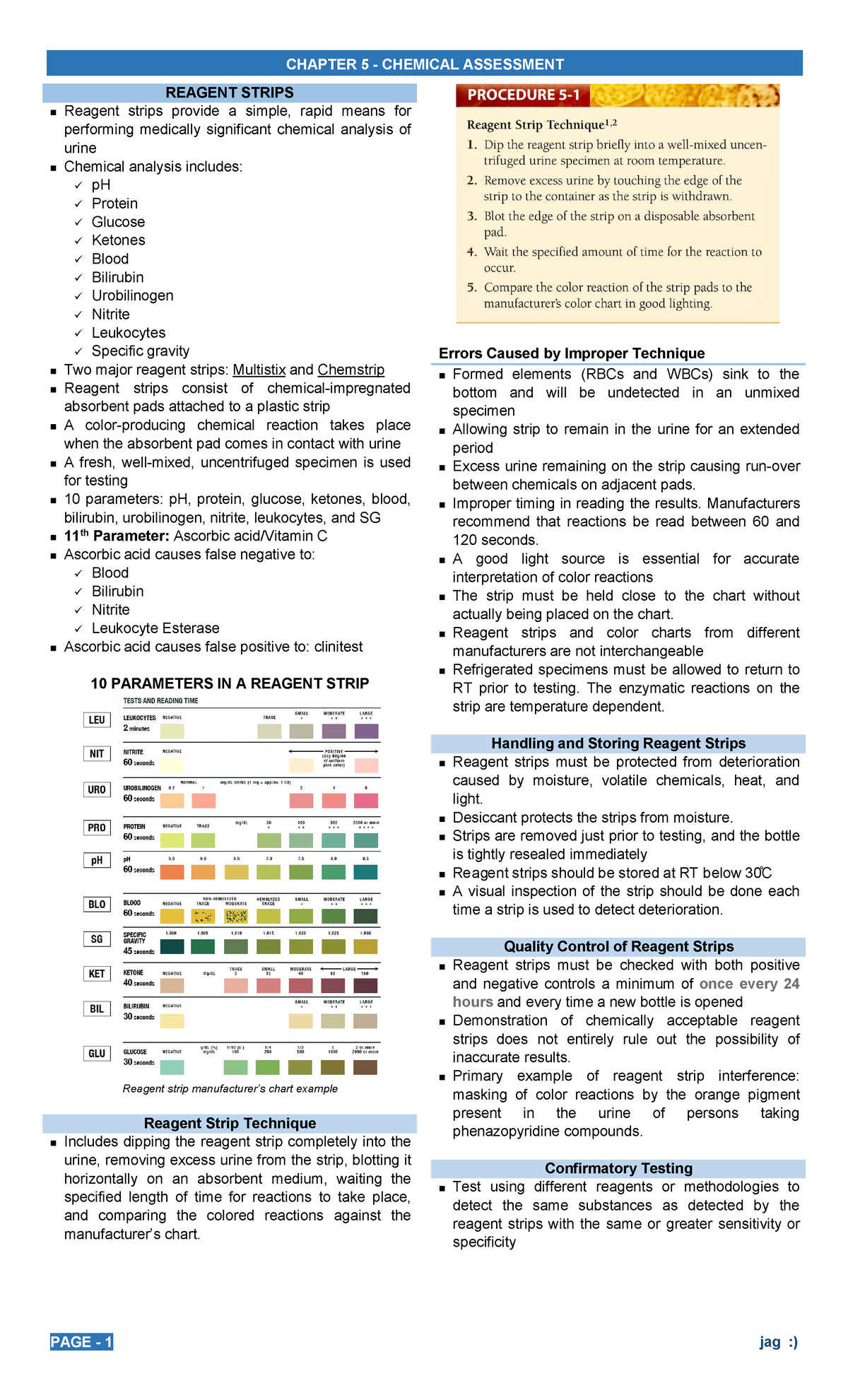 Chapter 5 - Clinical Microscopy - REAGENT STRIPS Reagent strips provide ...