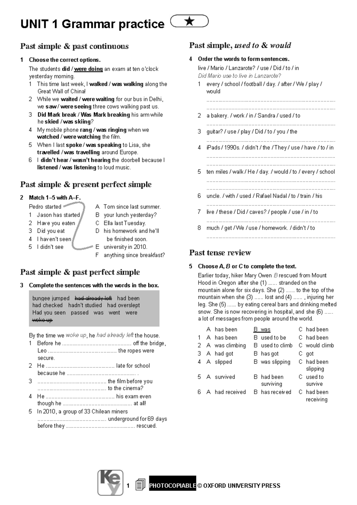 Unit 1 - Ejercicios De Gramática En Inglés - UNIT 1 Grammar Practice ...