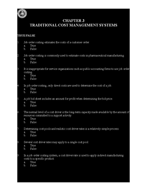 CH1 - Management Accounting Chapter 1 - Chapter 1 Managerial Accounting ...