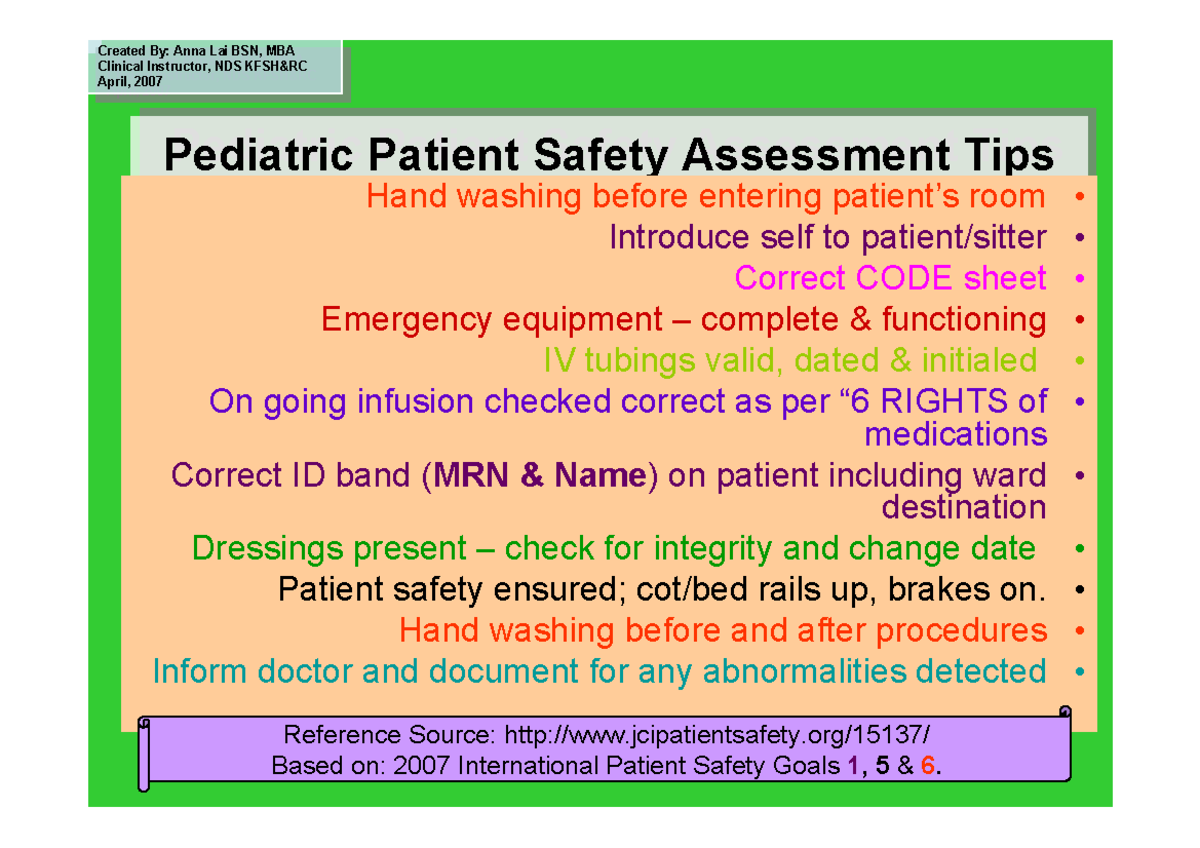Pediatric Patient Safety Assessment Tips Mind Map - Pediatric Patient ...