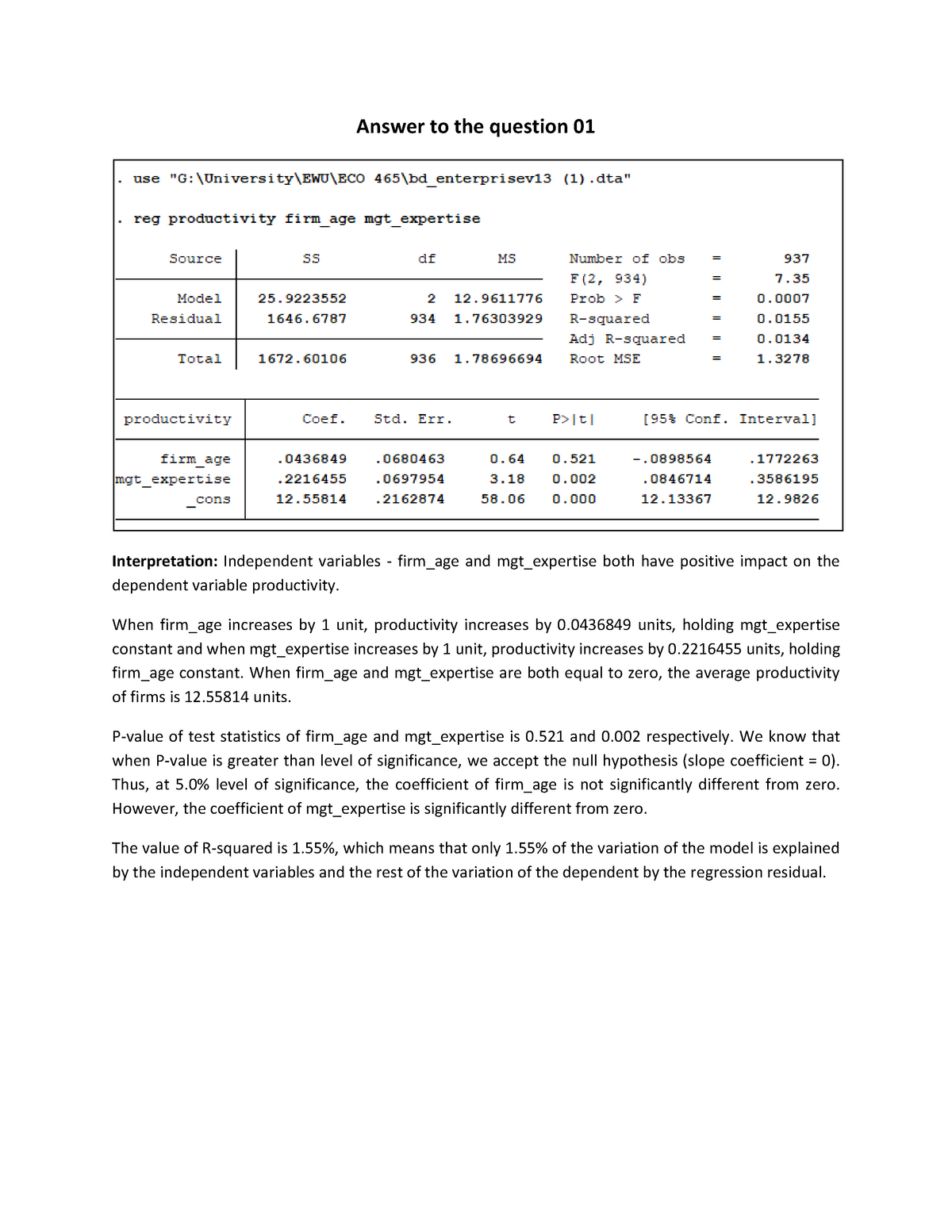 basic econometrics assignment