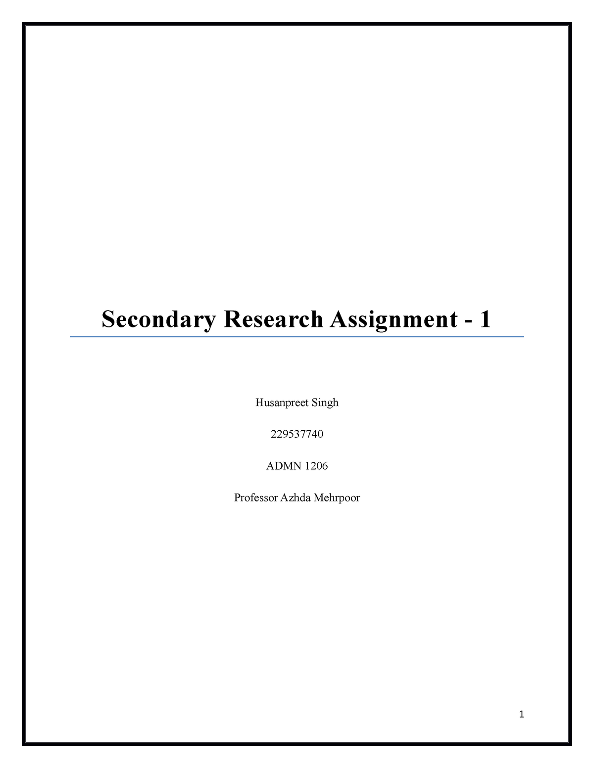 secondary research assignment 1