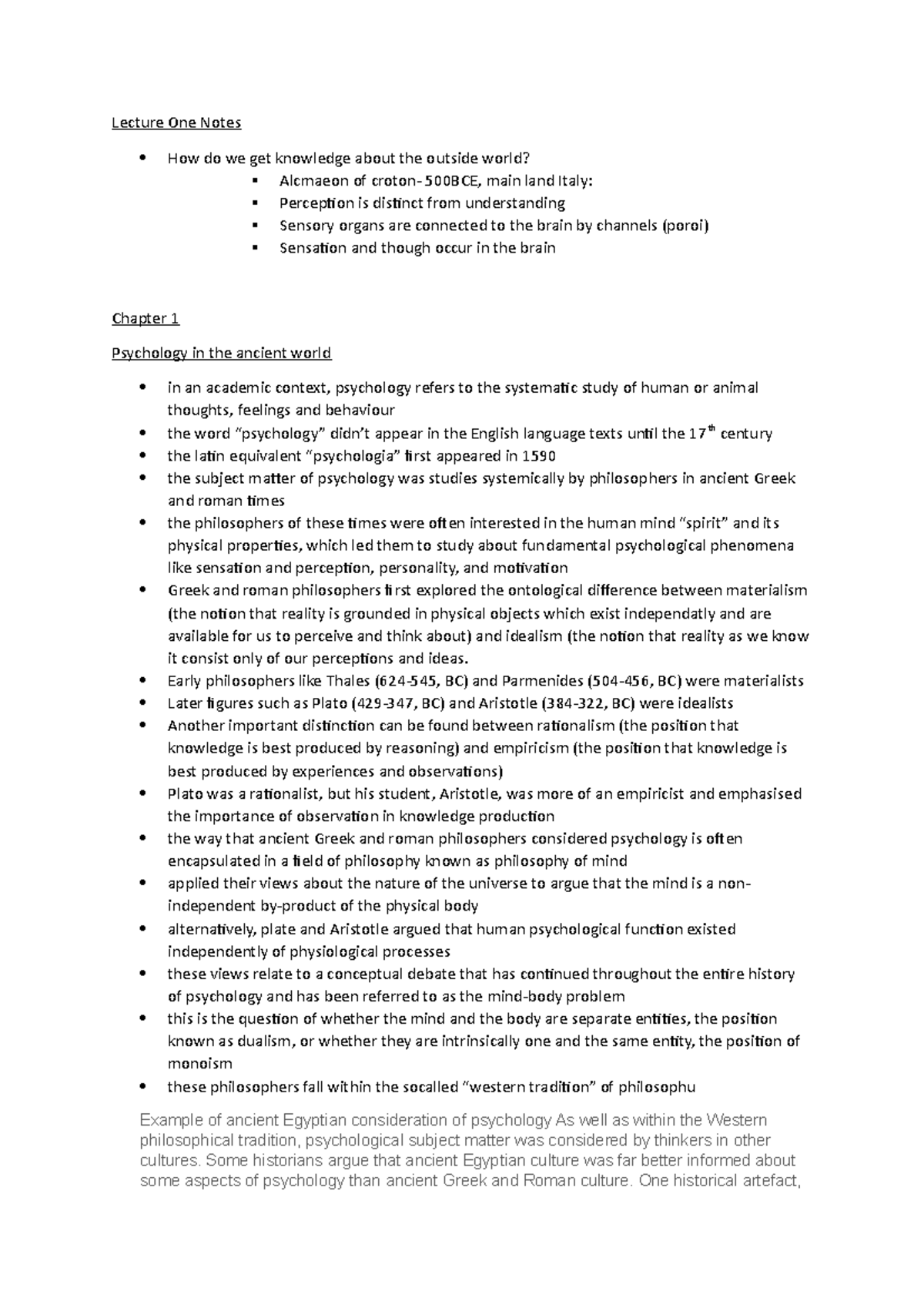 Lecture and Chapter One Notes - Lecture One Notes How do we get ...