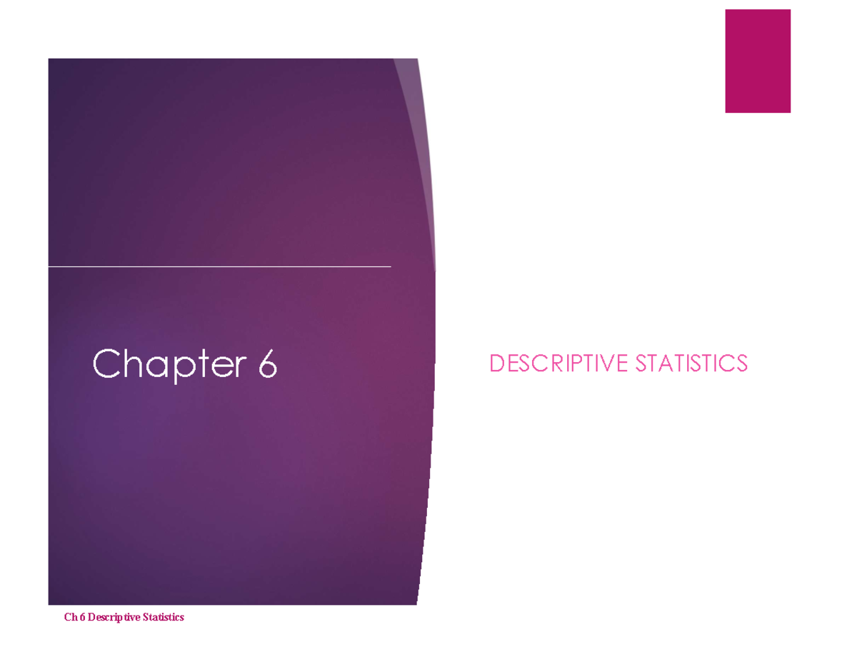 chapter 6 research methods data analysis descriptive statistics