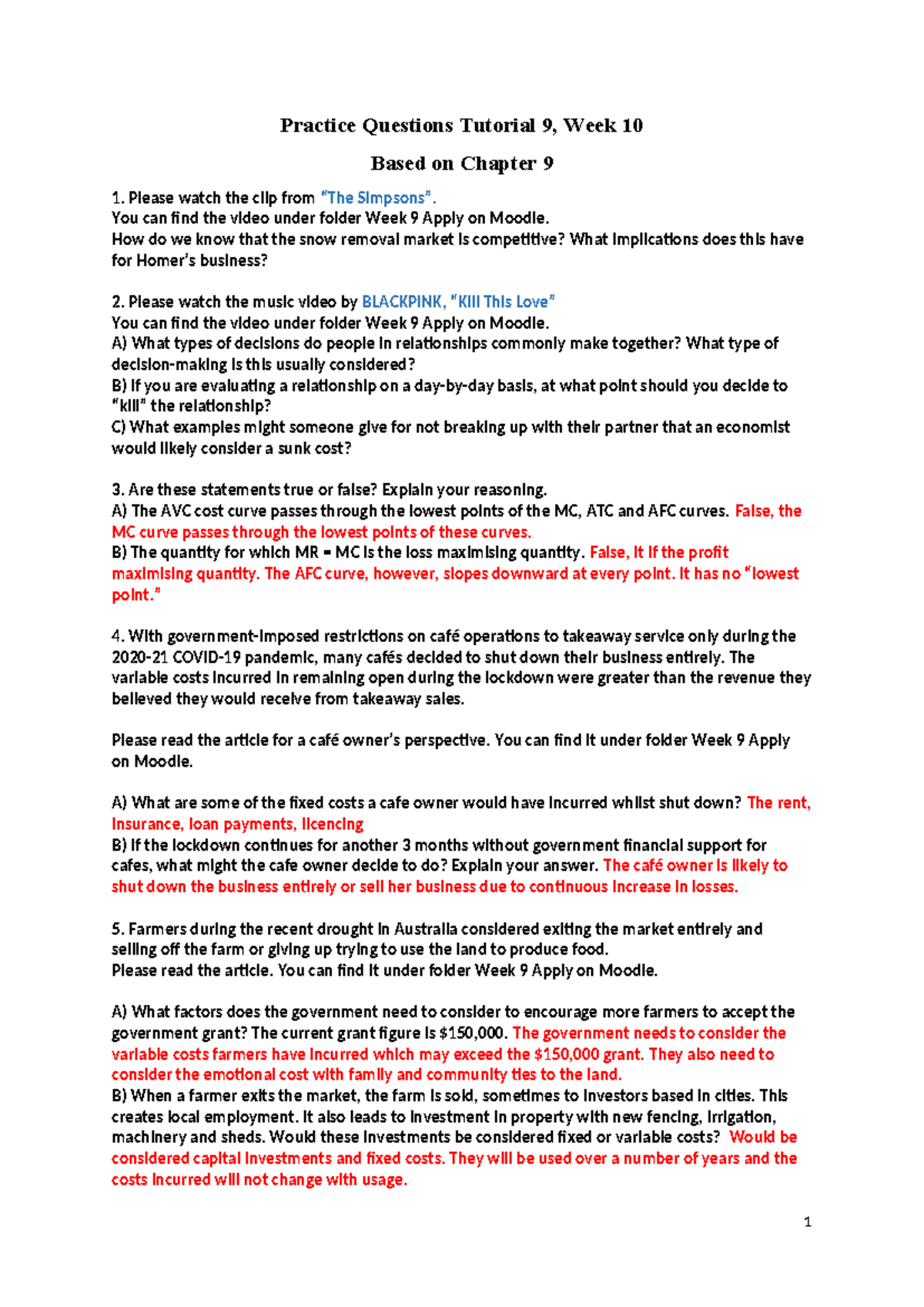 Chapter 9 Practice Question Week 10 - Practice Questions Tutorial 9 ...