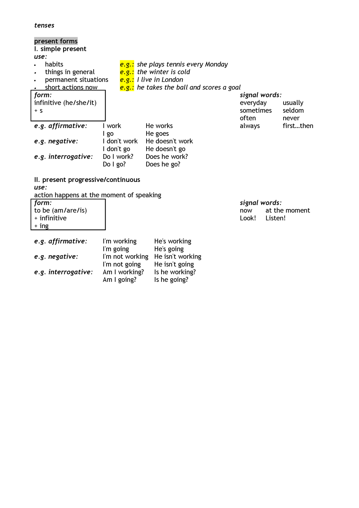 tenses-zusammenfassung-language-course-i-present-forms-i-simple-present-use-habits-e-she