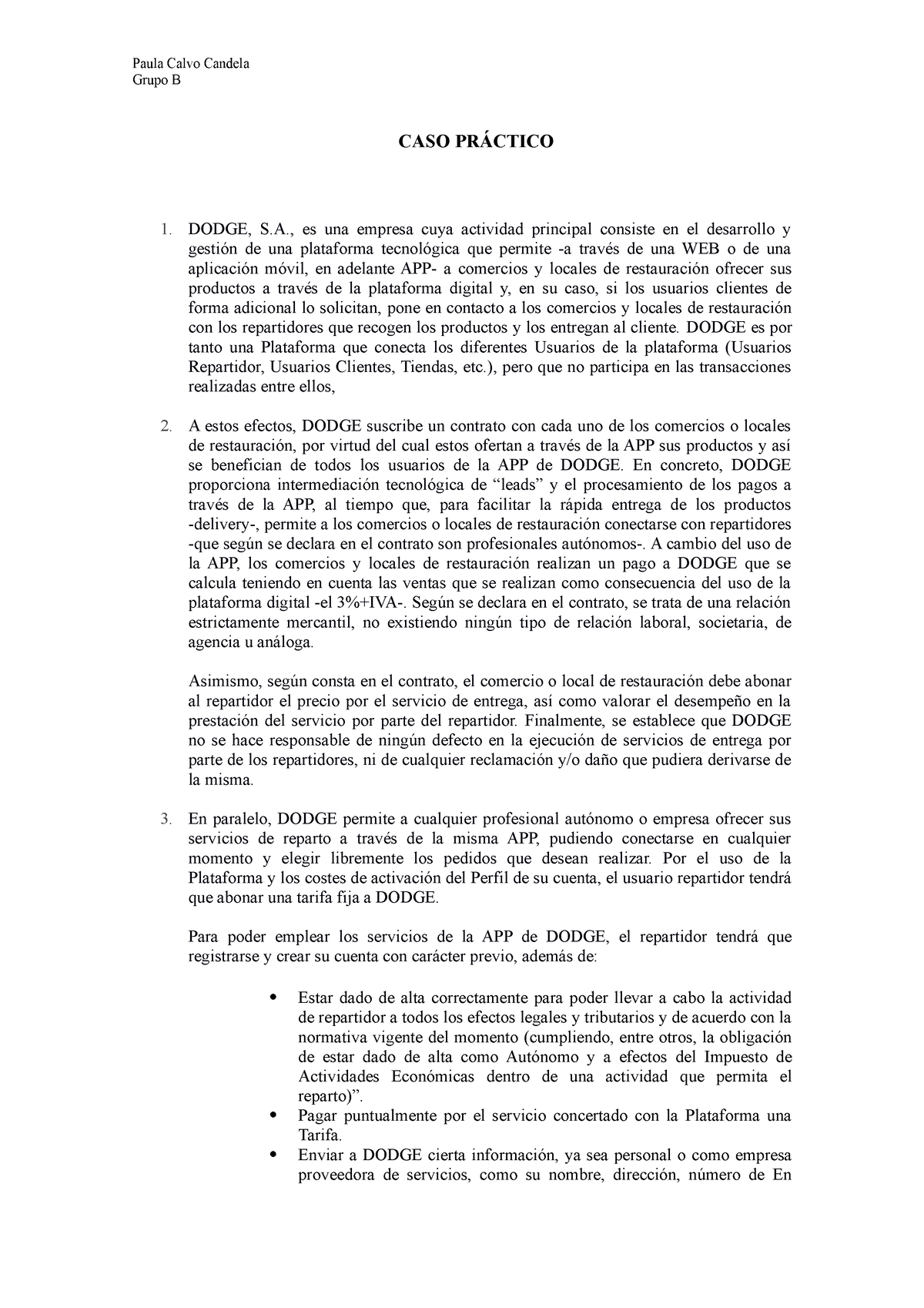 CASO Práctico 1 Práctica 1 Derecho Laboral Paula Calvo Candela