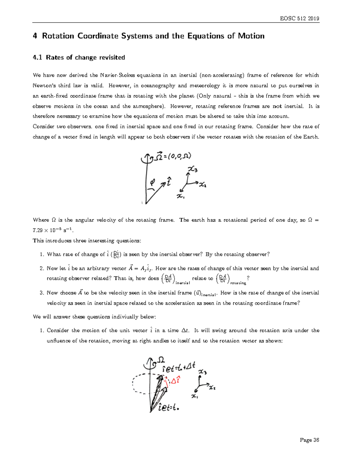 4 Rotating Equations of Motion - 4 Rotation Coordinate Systems and the ...