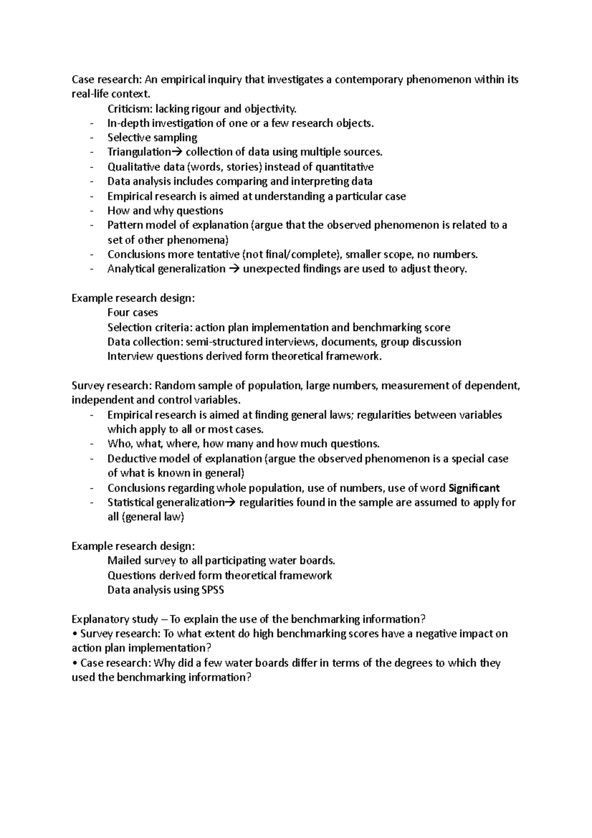 case study survey differences