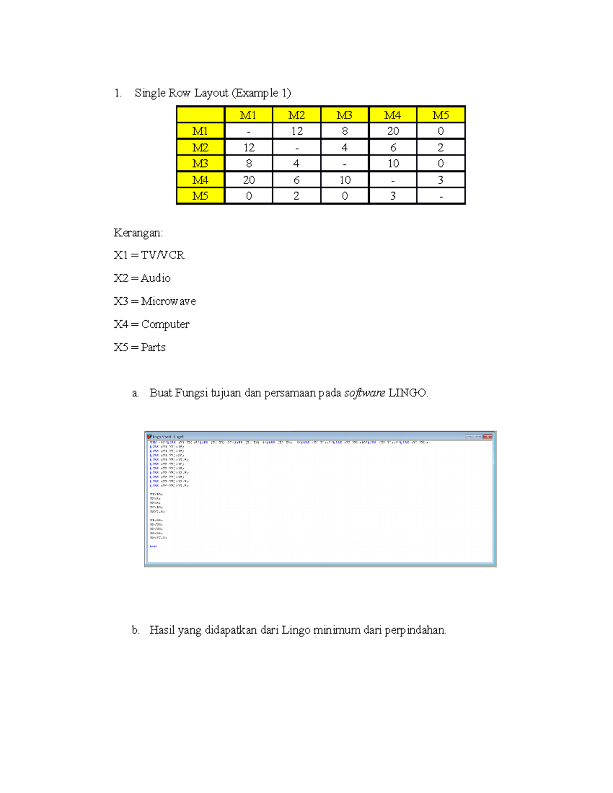 Tugas Model Matematika Analisis Formasi Mesin - Single Row Layout ...