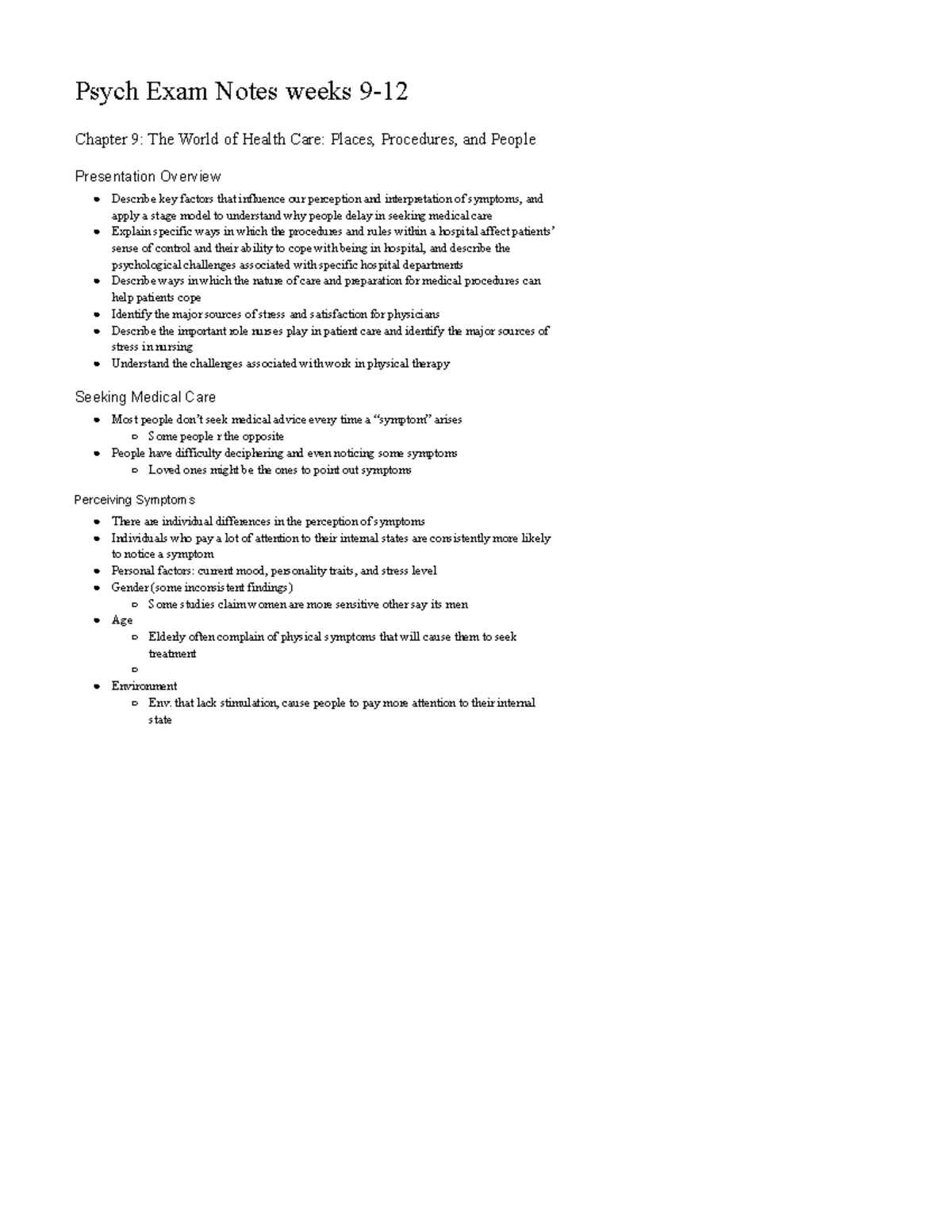 Psych weeks 9-12 - Google Docs - Psych Exam Notes weeks 9- Chapter 9 ...