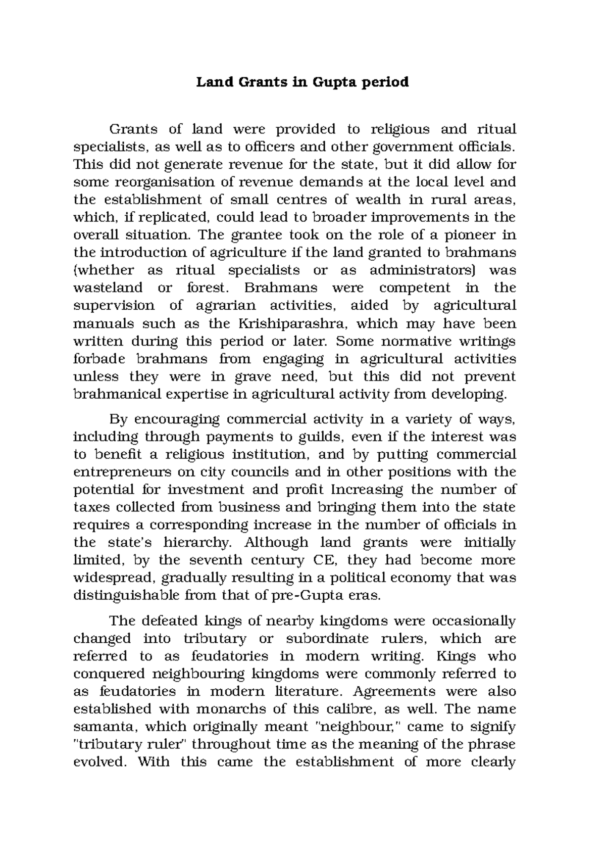 Land Grants in Gupta period Land Grants in Gupta period Grants of