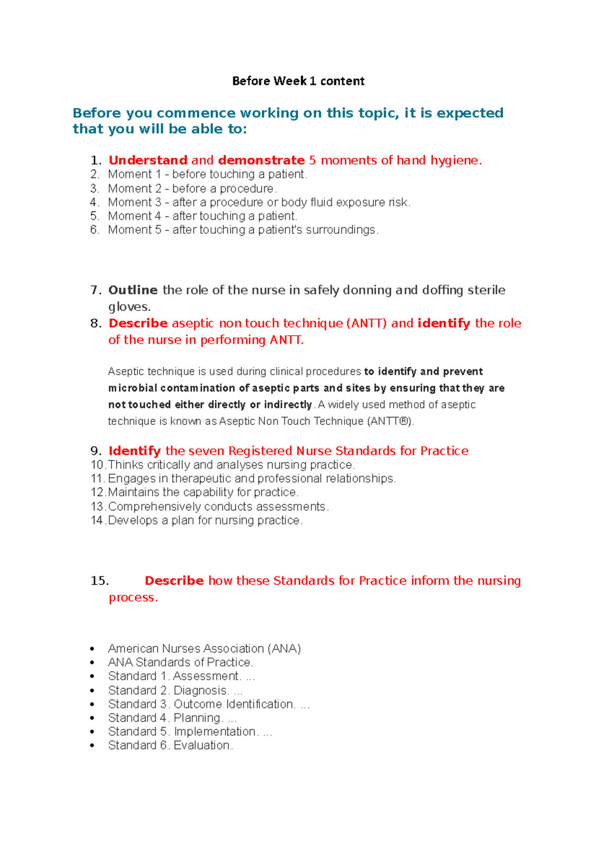 Before Week 1 content - understanding the meds - Before Week 1 content ...