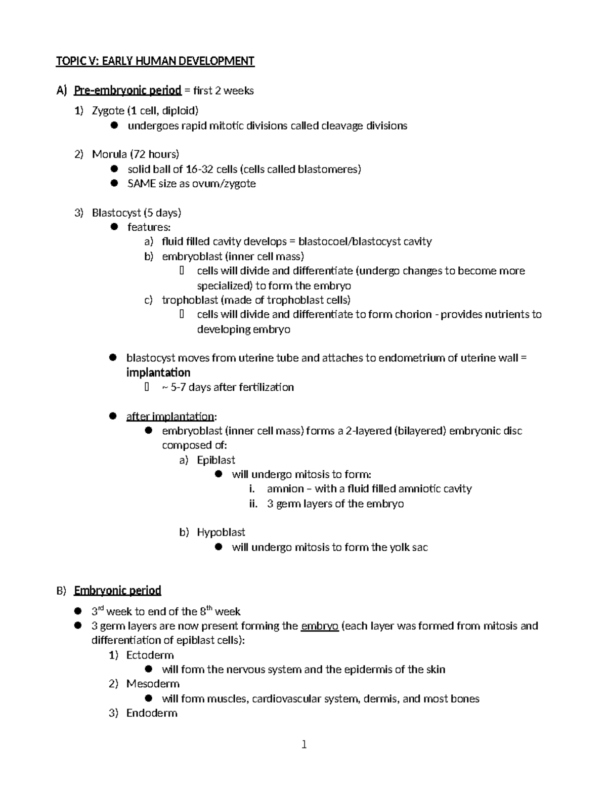 5 - Topic V - Early Human Development - TOPIC V: EARLY HUMAN ...
