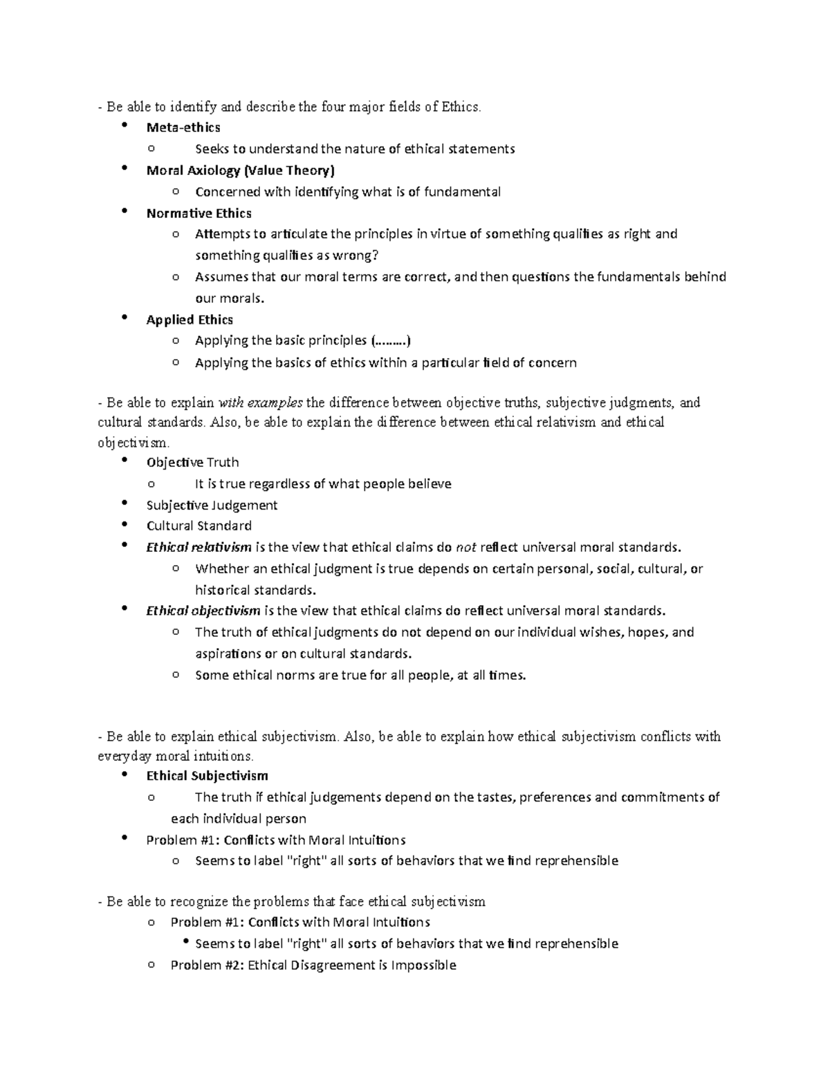 Problems of Philosophy Study Guide 2 - Be able to identify and describe ...
