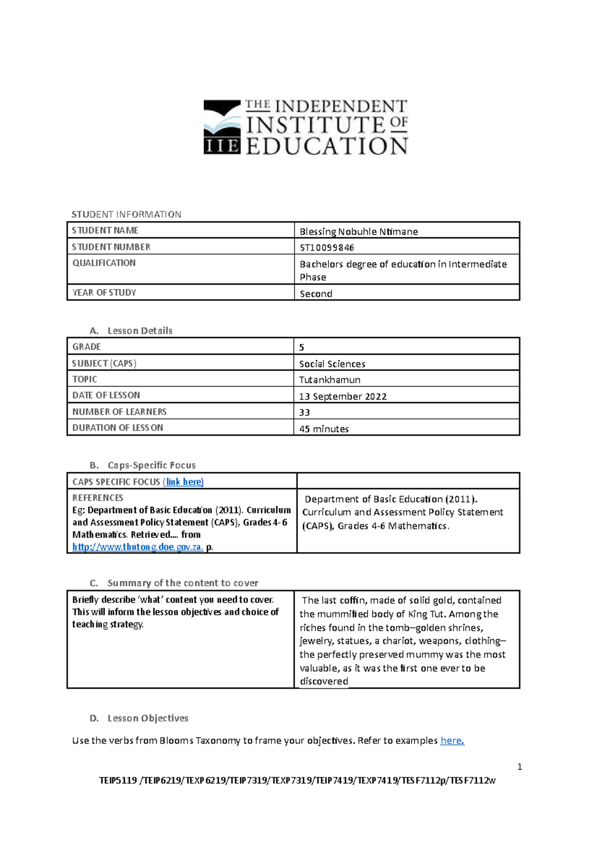 social-sciences-lesson-plan-student-information-student-name-blessing