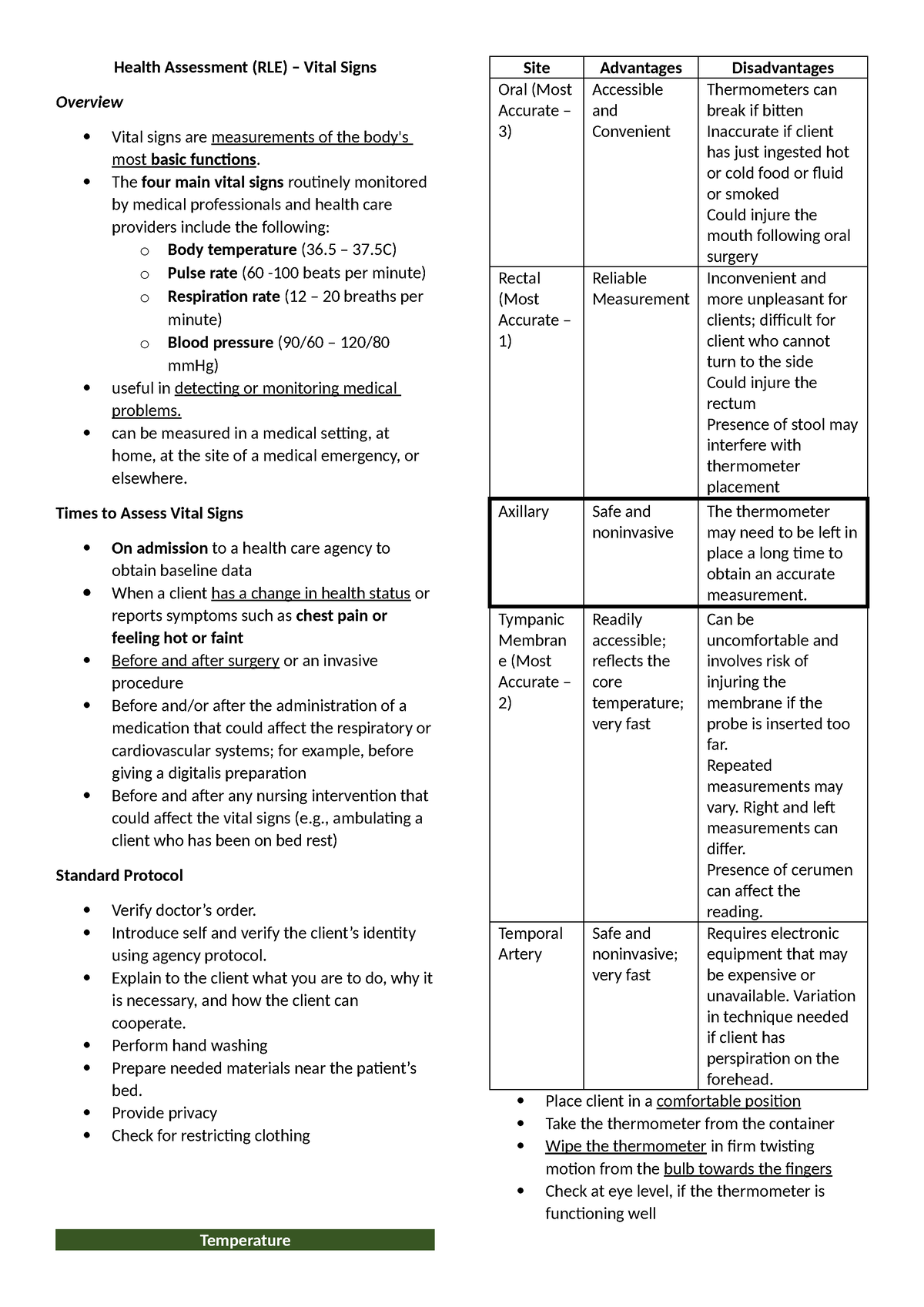 Vital signs - Health Assessment - Health Assessment (RLE) – Vital Signs ...