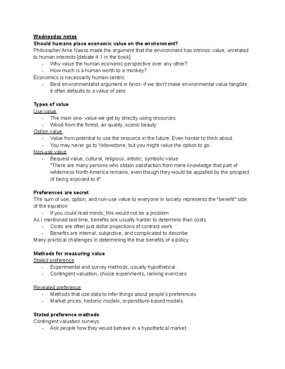 Unit 4 week 12 natural resource economics - Wednesday notes Should ...