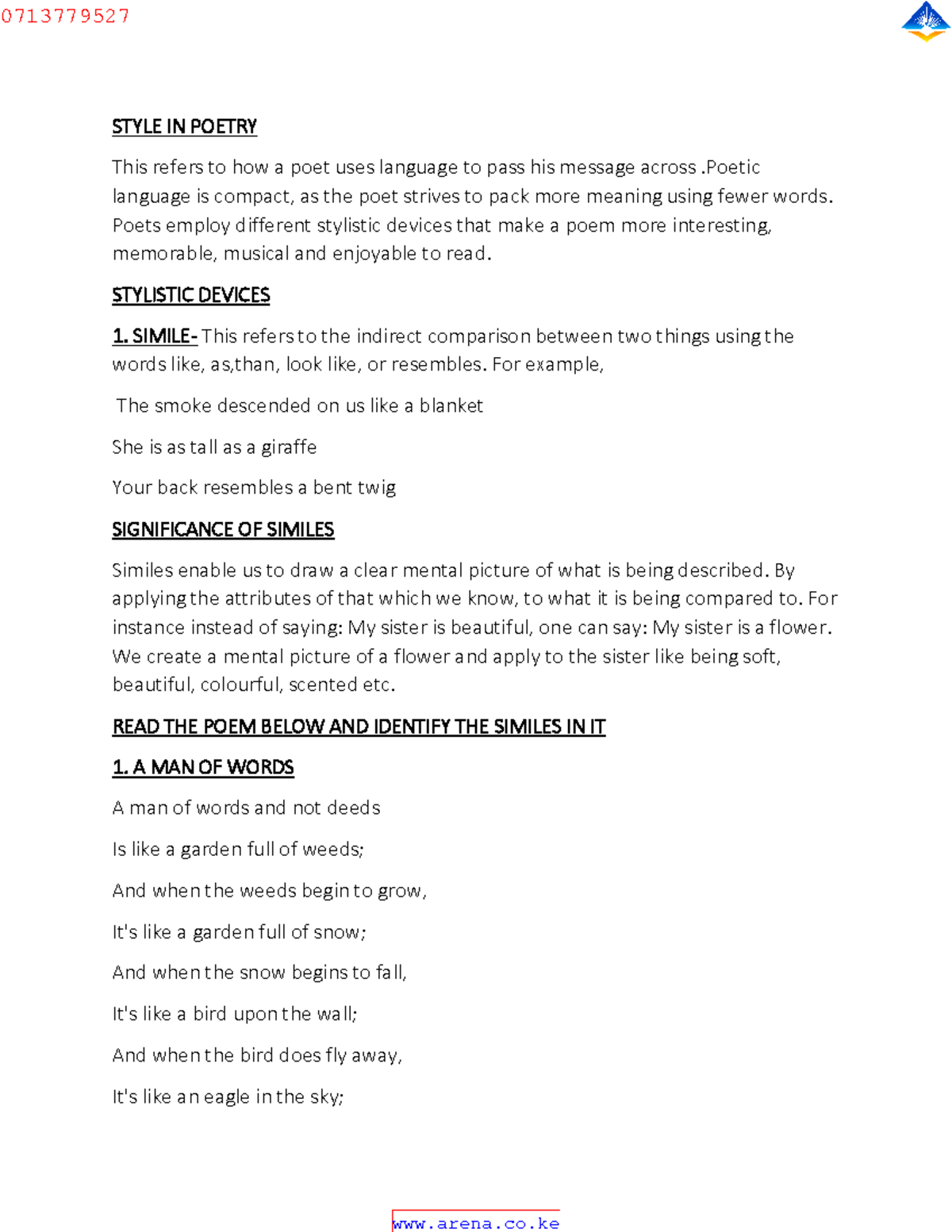 Stylistic Devices IN Poetry STYLE IN POETRY This refers to how a poet