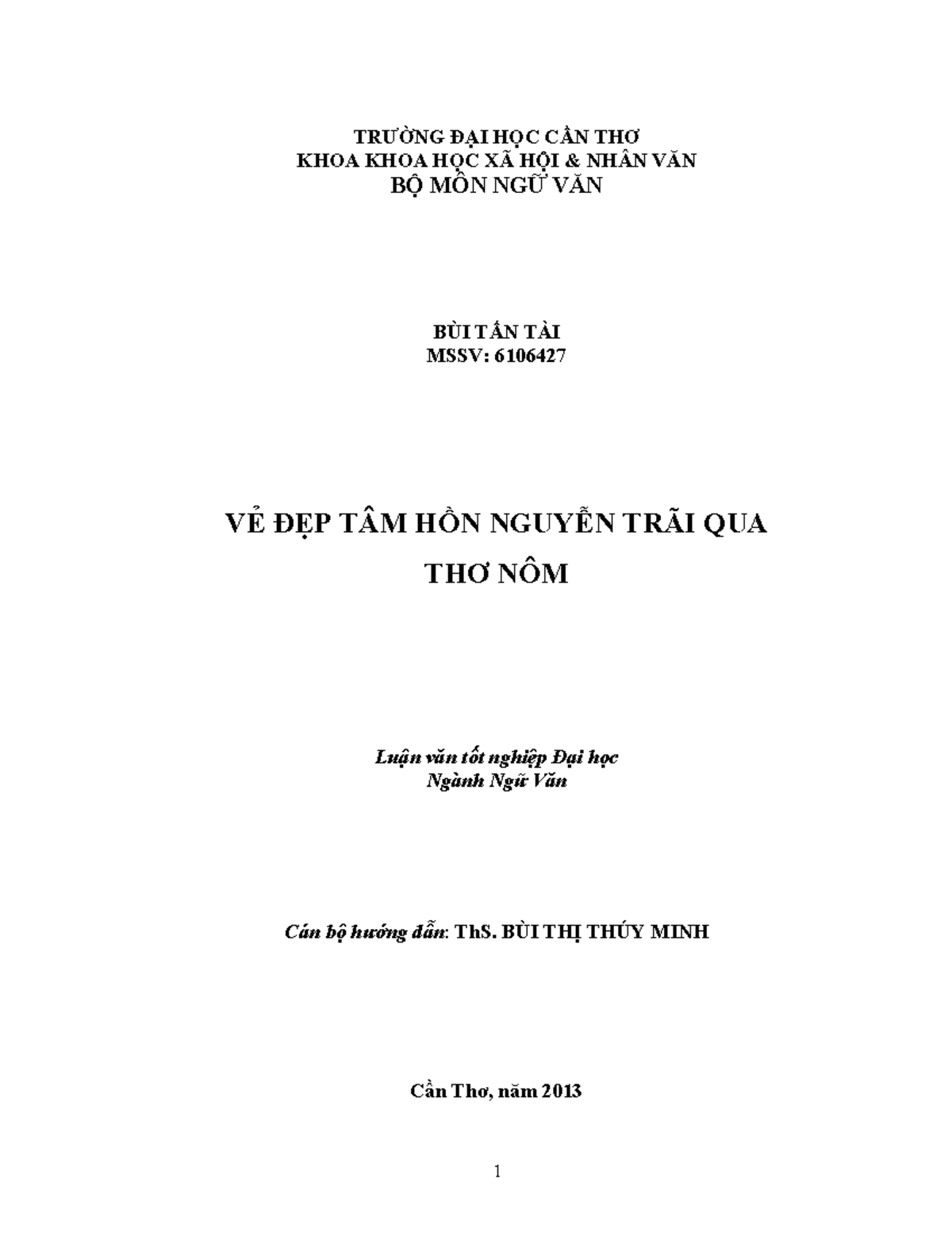 Ve dep tam hon nguyen trai qua tho nom - TRƯỜNG ĐẠI HỌC CẦN THƠ KHOA ...