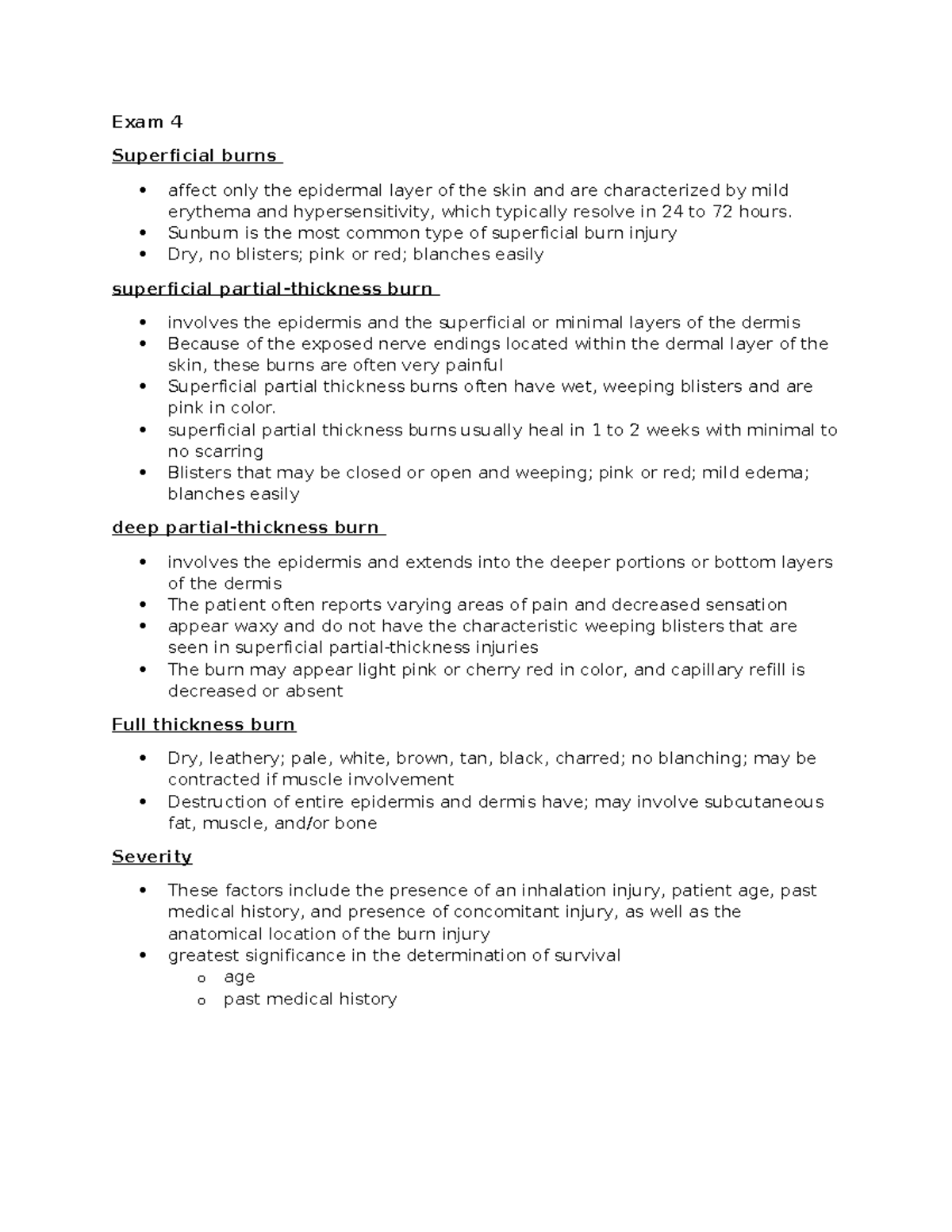 Med surge 3 exam 4 - exam 4 notes - Exam 4 Superficial burns affect ...