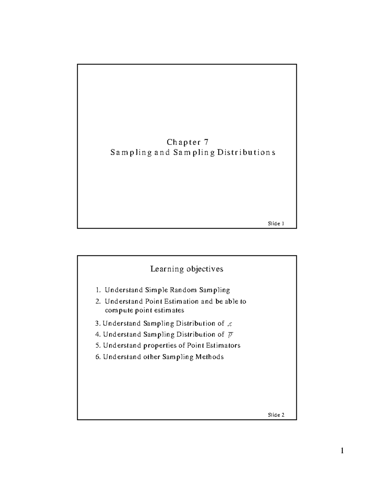 MGS Lecture Notes - Chapter 7 - Chapter 7 Sampling and Sampling ...