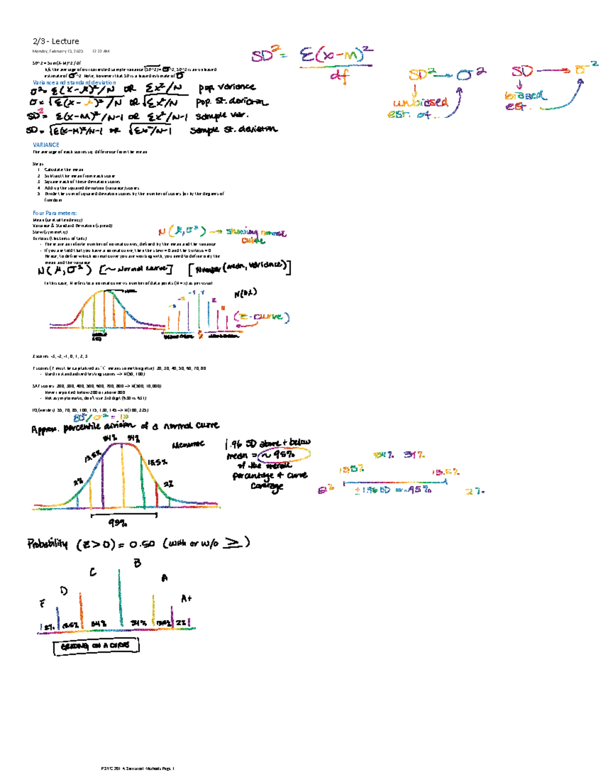 23 - Lecture - SD^2 = Sum(X-M)^2 / df b/c the average of our corrected ...