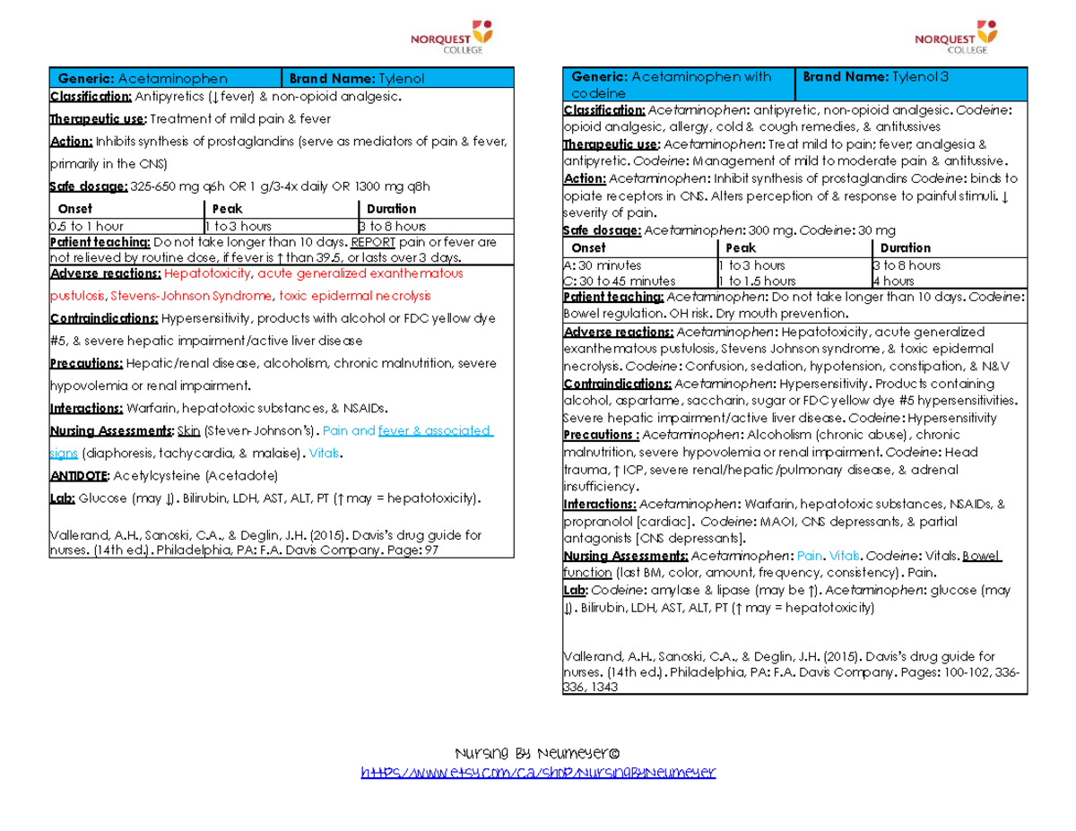 Med cards starting with A PDF Nursing By Neumeyer© Generic
