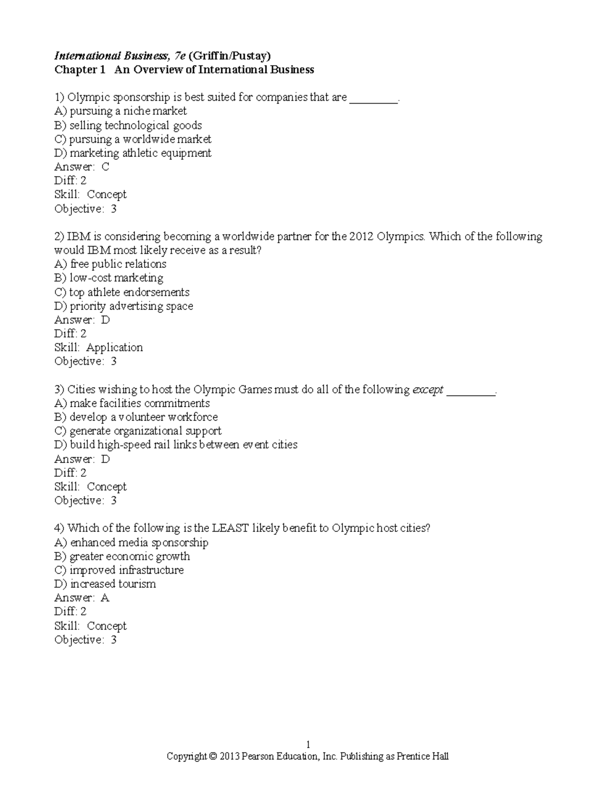 International Business Management Test Bank Chapter 1 - International ...