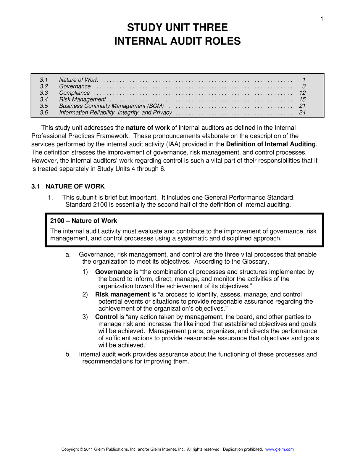 P1 unit 3 - Nature of Work, Governance, Compliance, Risk Management ...