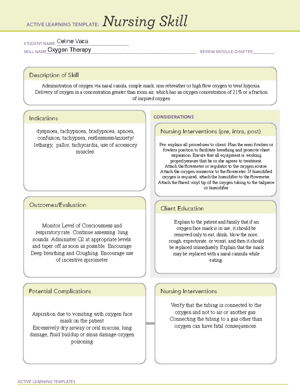 1W - NS - Oxygen Therapy - Care mangement ATI - ACTIVE LEARNING ...