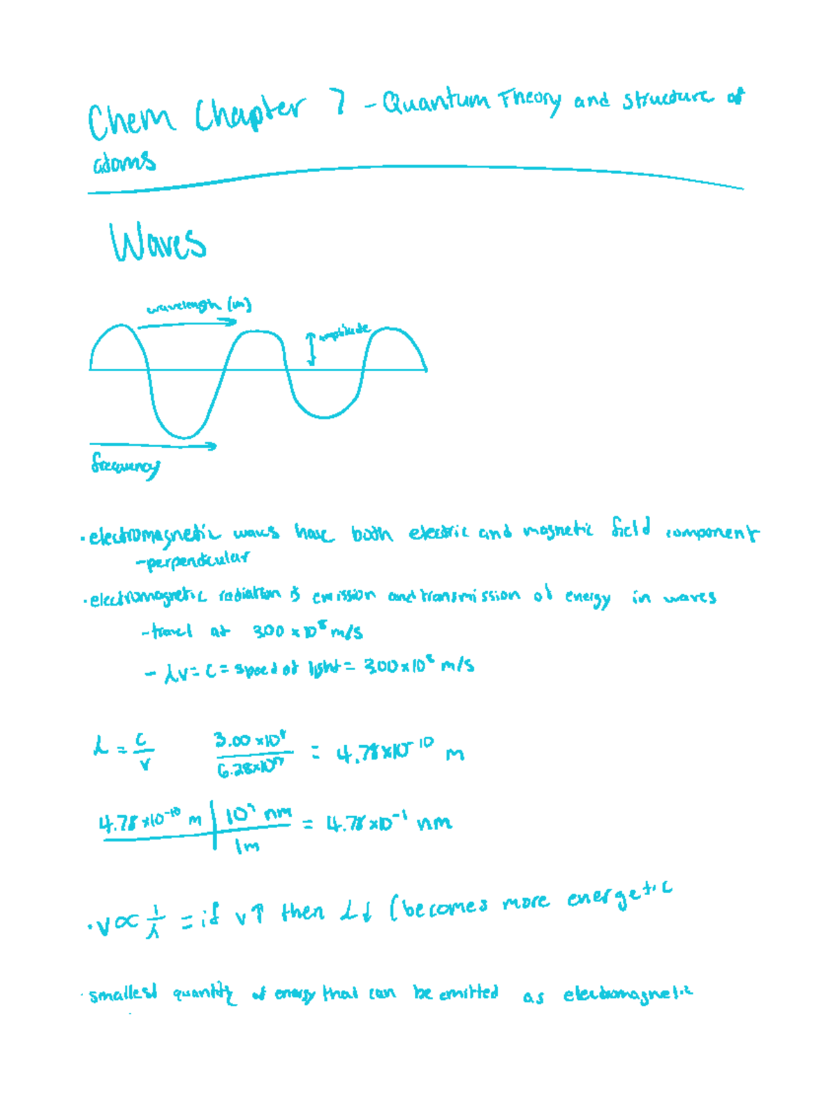 Chem Chapter 7 Notes - Chem Chapter 7 Quantumtheory and structure of ...