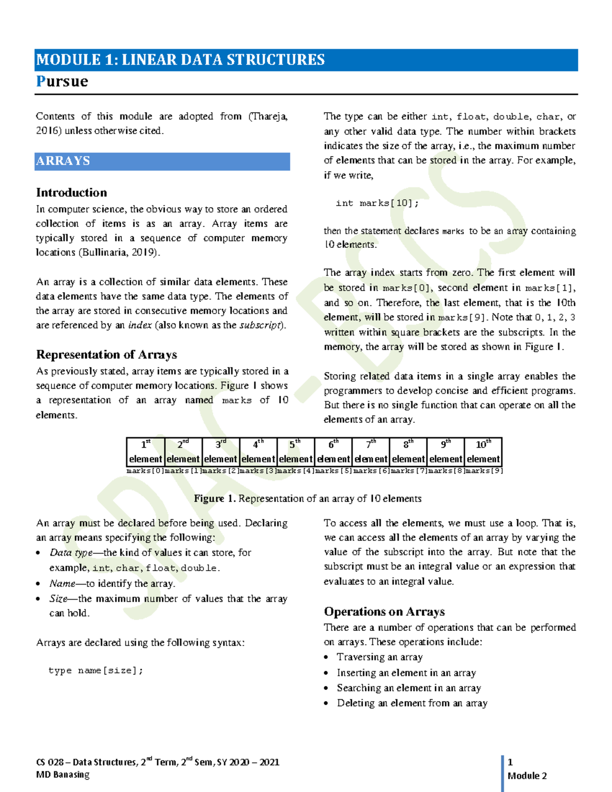 CS 028 Module 2.1 Pursue - CS 028 – Data Structures, 2 nd Term, 2nd Sem ...