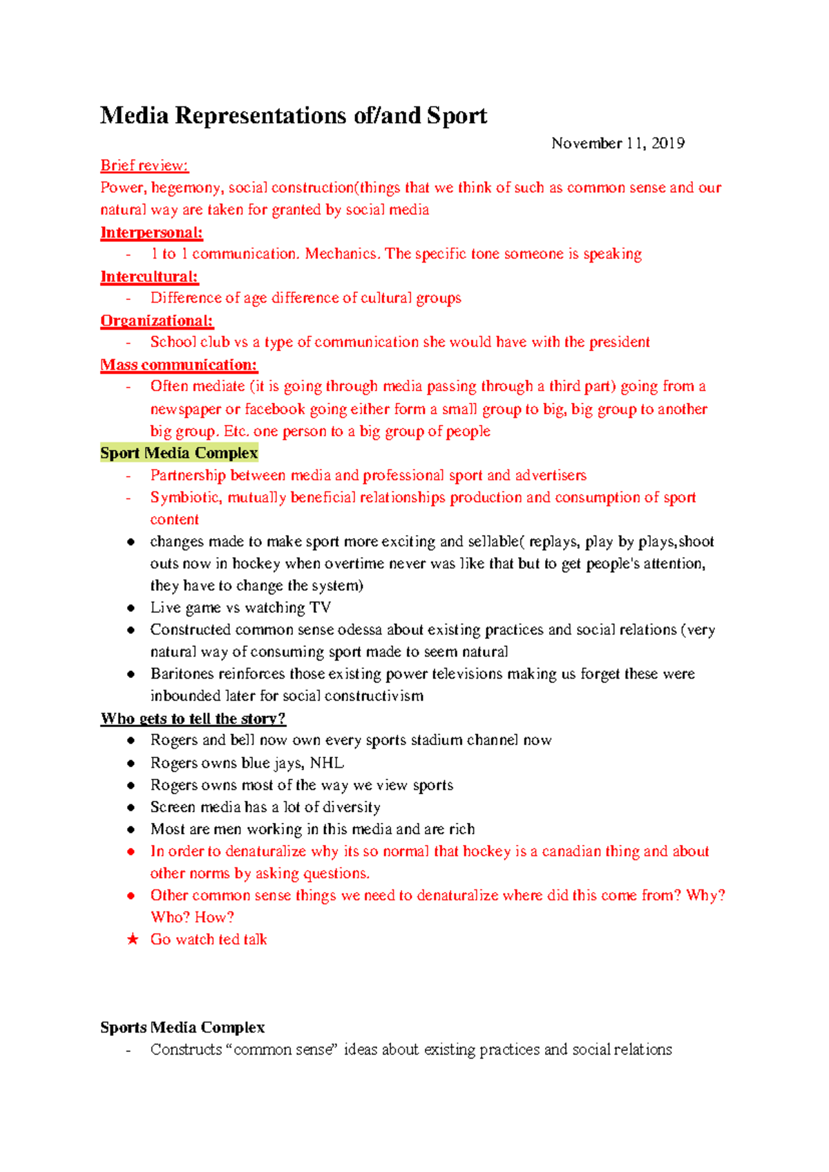Part 1 of 13 Media Representations of Sport - Media Representations of ...