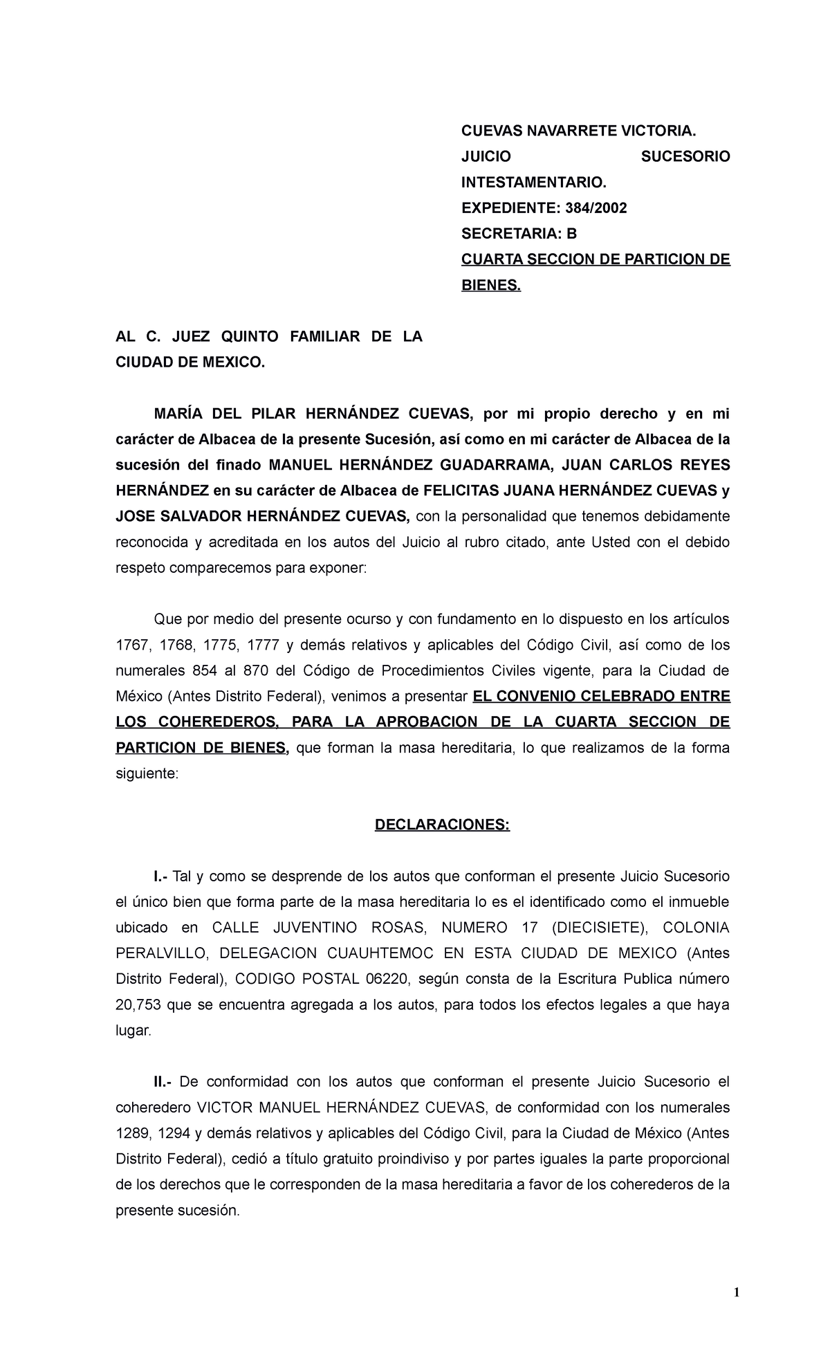 5 Familiar Particion DE Bienes- Derecho DEL Tanto - CUEVAS NAVARRETE ...