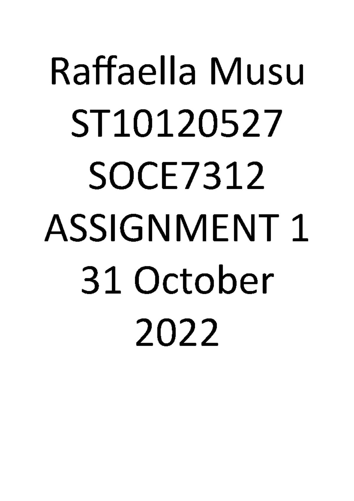 Raffaella Musu ST10120727 SOCE7312 Assignment 1 Group 1 - Raffaella ...