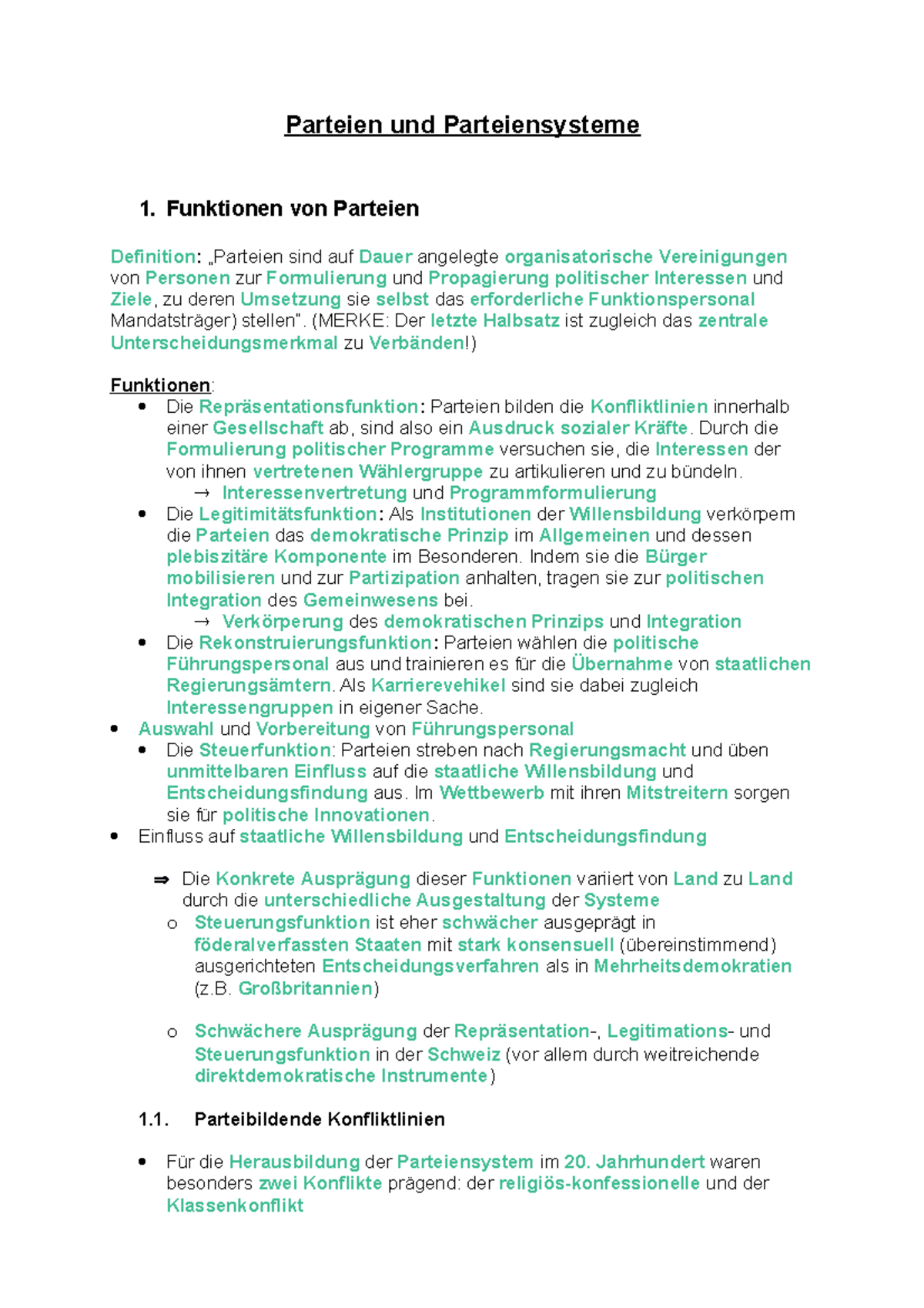 Parteien Und Parteiensysteme - Funktionen Von Parteien Definition ...