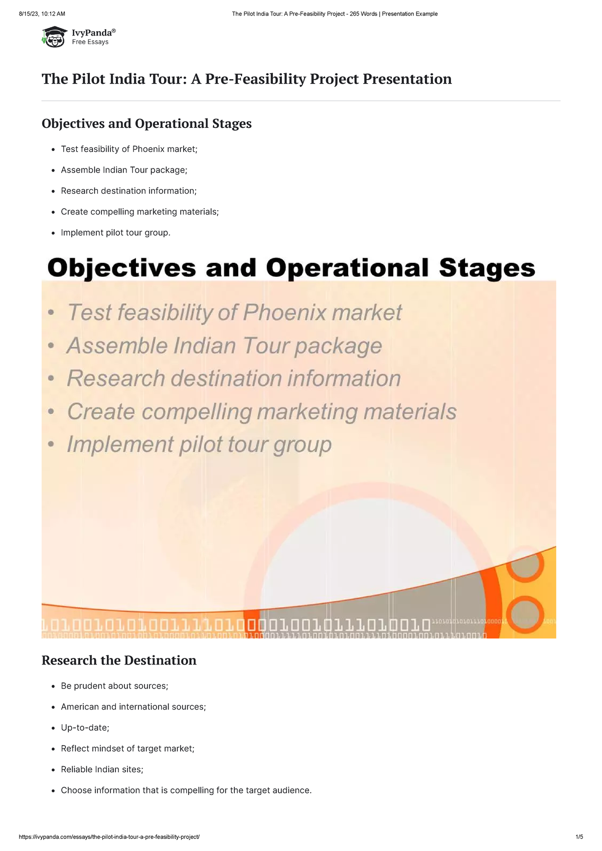 The Pilot India Tour A Pre-Feasibility Project - 265 Words Presentation ...