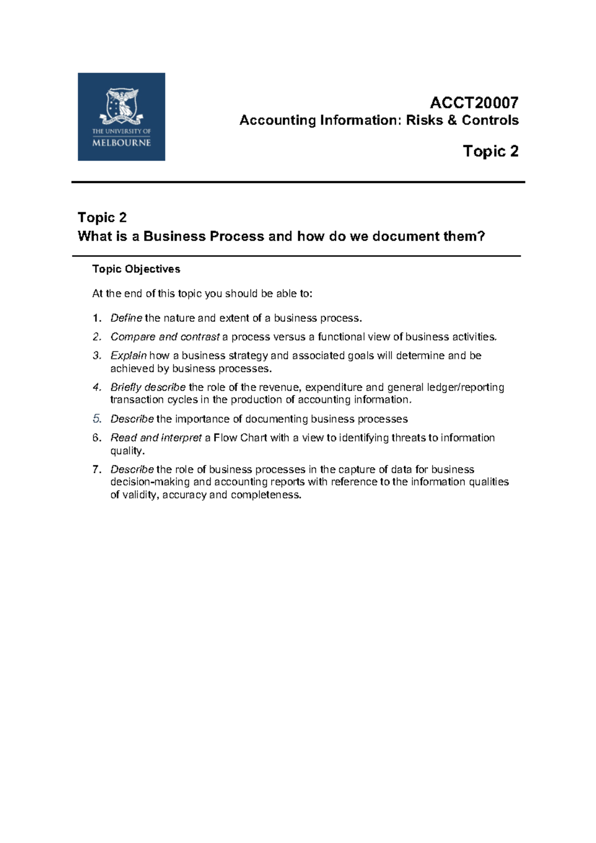 Week 2 Tutorial Question - ACCT Accounting Information: Risks ...