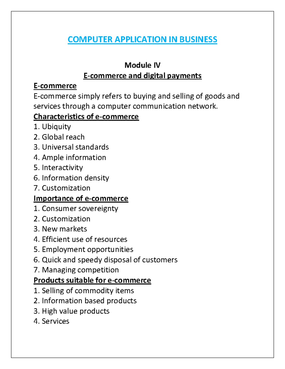 4 6034964830870309441 COMPUTER APPLICATION IN BUSINESS Module IV E