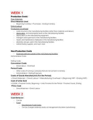 ACC406 Chapter 2 Notes - Chapter 2 – Basic Managerial Accounting ...