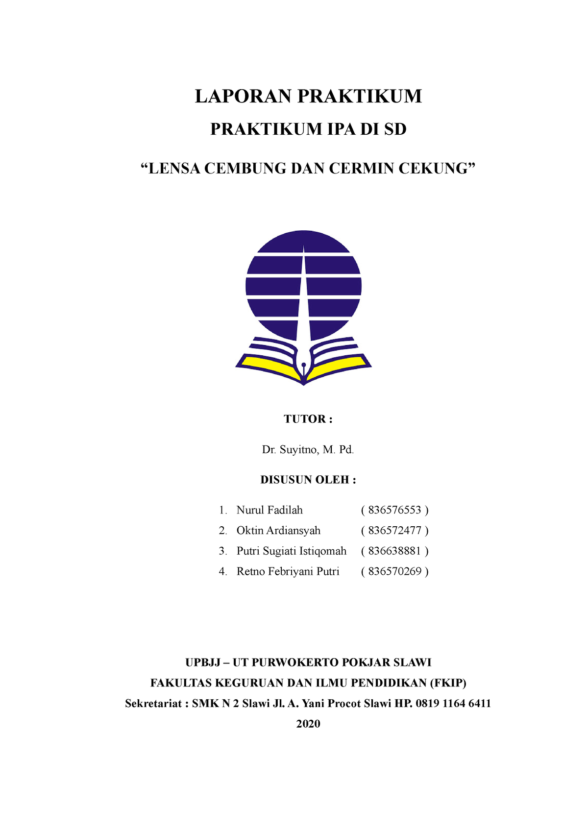 Laporan Praktikum Lensa Cembung Dan Cermin Cekung Laporan Praktikum