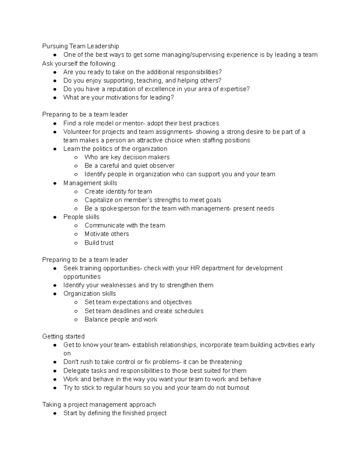 Leading a Team - Rogol- SPT 230 Team Building and Leadership - Pursuing ...