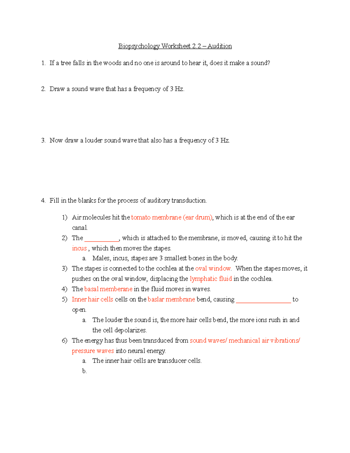 SI 2.2 - Audition PDF - Biopsychology Worksheet 2 – Audition If a tree ...